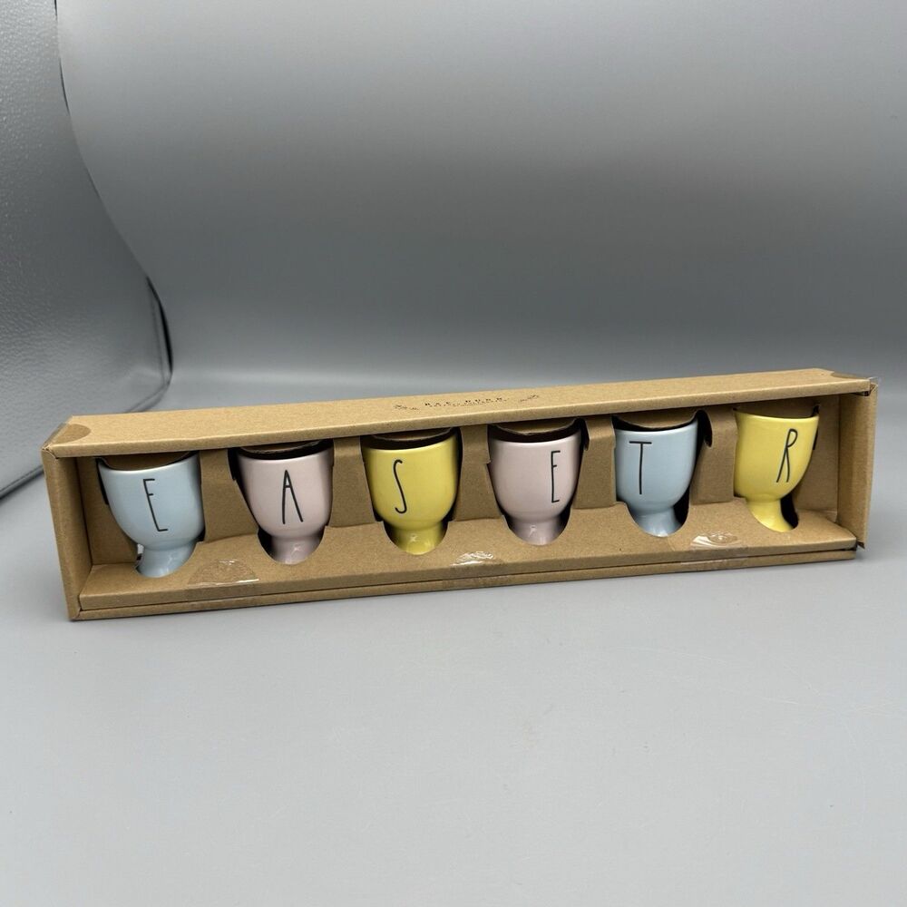 Rae Dunn Artisan Collection by Magenta Set of 6 Egg Cups Easter Pastel Colors